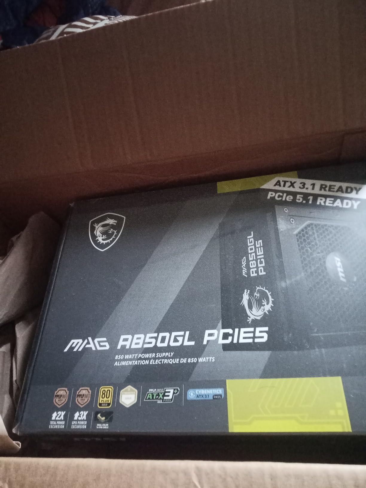 MSI MAG A1250GL PCIE5, Fully Modular Compact Gaming 1250W Power Supply, 80+ Gold, ATX 3.1 & PCIe 5.1 Ready, Native Dual-Color 12V-2x6 Cable, 10 Year Warranty customer photo 1