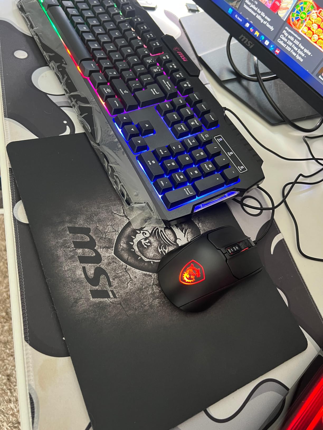 MSI Forge GK100 Combo - Gaming RGB Keyboard & Mouse Set, 19-Key Anti-Ghosting, 6400 DPI Optical Sensor customer photo 1