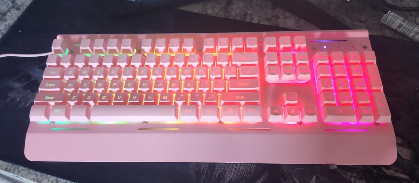TECKNET Gaming Keyboard, USB Wired Computer Keyboard, 15-Zone RGB Illumination, IP32 Water Resistance, 25 Anti-ghosting Keys, All-Metal Panel (Whisper Quiet Gaming Switch) customer photo 2