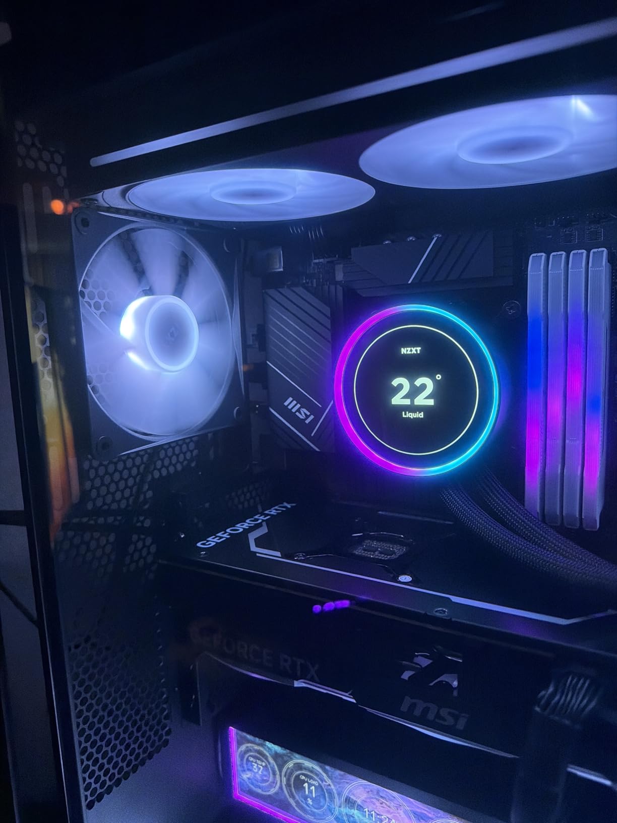 NZXT F280 RGB Core - 280mm Single-Frame Fan Unit with 2 x 140mm RGB Fans - Speed & Lighting Control - High Static Pressure & Airflow - Fluid Dynamic Bearings - 8 aRGB LEDs Per Fan - White customer photo 2