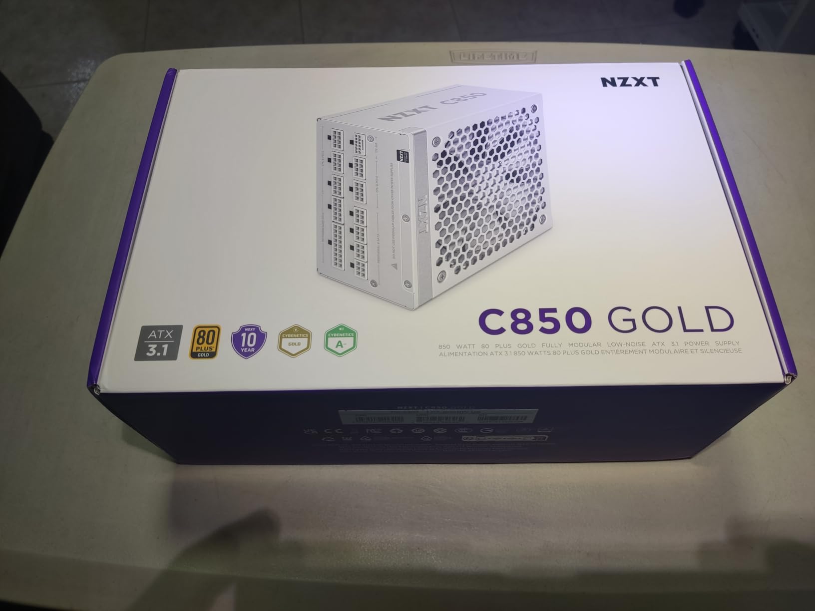 NZXT C850 Gold ATX 3.1 - Fully Modular Low-Noise PC Gaming Power Supply - 850 Watts - 80 Plus Gold - 12V-2x6 Connector - Zero Fan Mode - 100% Japanese Capacitors - White customer photo 1