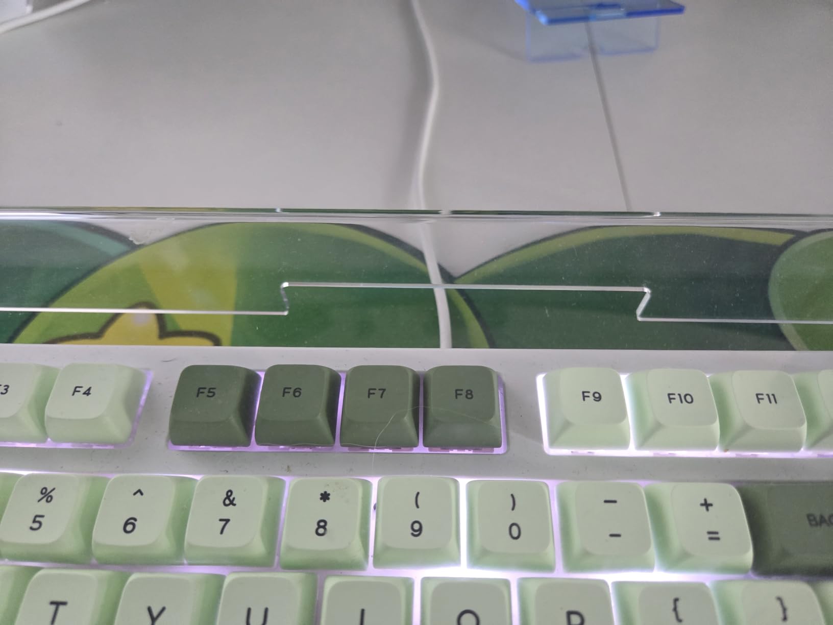 ZIYOU LANG KC04 Acrylic Clear Transparent Keyboard Cover(17.4*6.5*1.89'') with Dustproof Waterproof Anti-hit Anti-cat Protective Case for Compact Layout 94/96/98Key Mechanical Gaming Keyboard(Blue) customer photo 1