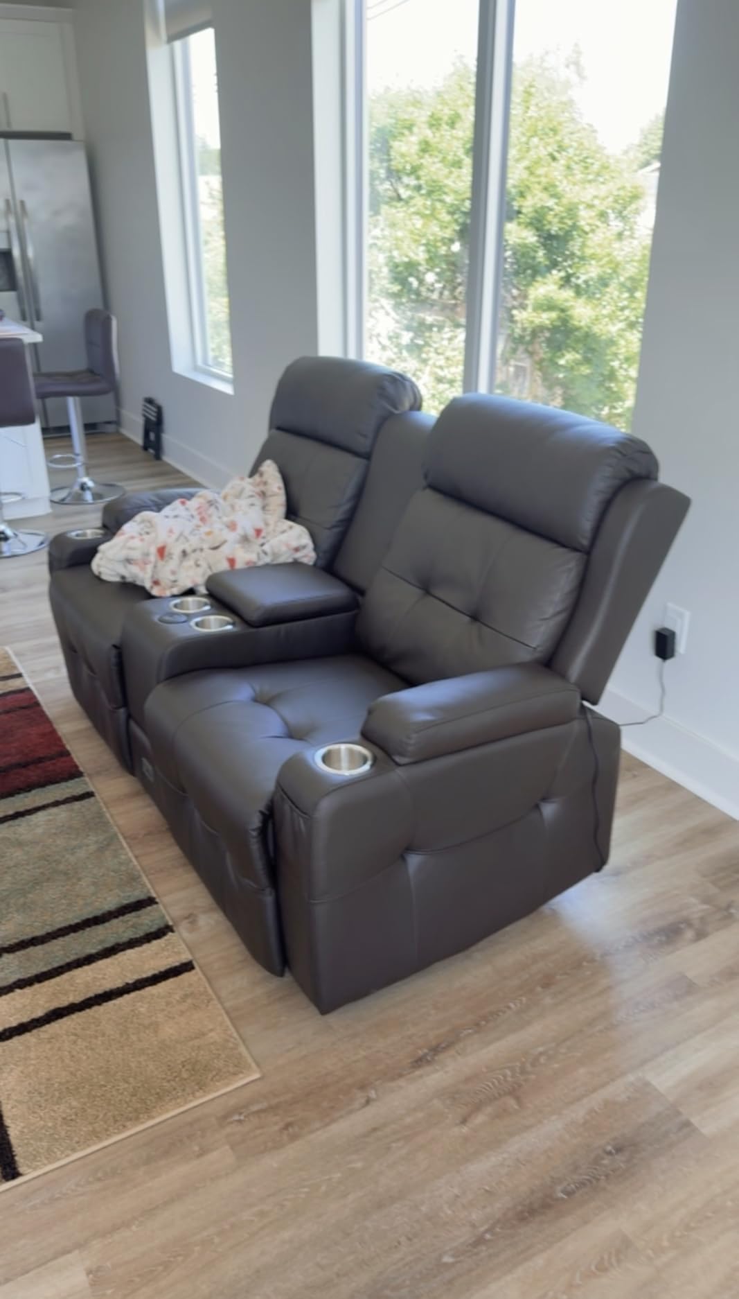 Reclining Loveseat, Massage Loveseat Recliner Sofa Heavy Weight Capacity, RV Love Seat Chair Clearance with Console, USB, Type C Port, Storage, Cup Holders, Wall Hugger Couch for Living Room customer photo 1
