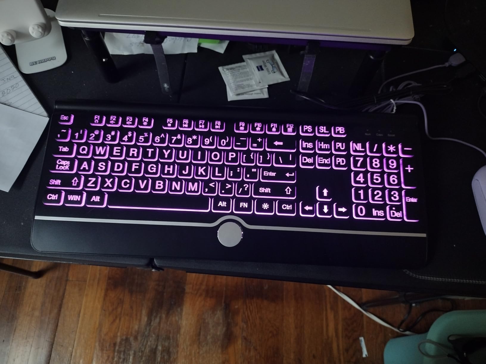 Large Print Backlit Computer Keyboard, 7-Color Backlit Keyboard with Wrist Rest, USB Plug-and-Play, Oversize Letters Keys Easy to See and Type, Wired Light Up Keyboards for Laptop, PC, Gaming customer photo 2