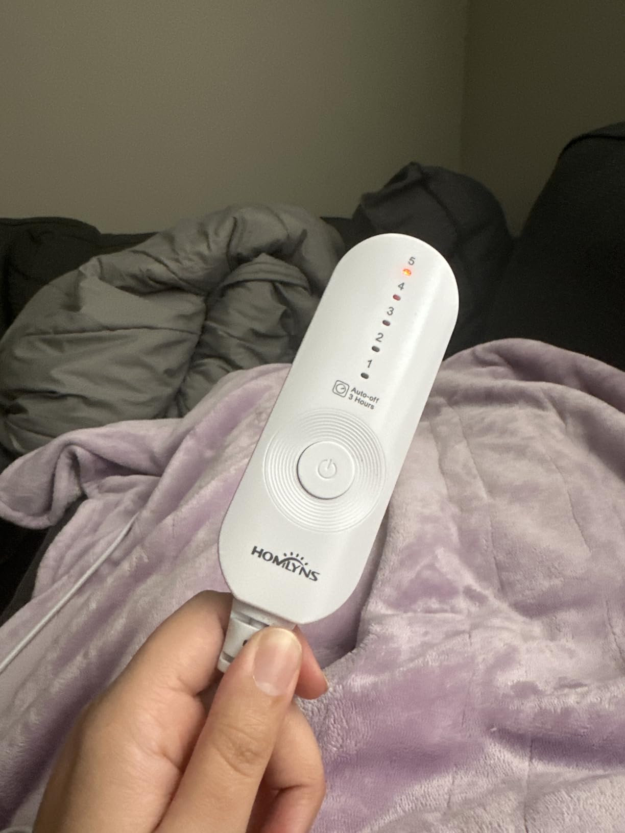 HOMLYNS LuxeHeat Heated Blanket Electric Blanket, Soft Flannel Sherpa Heated Throw, Heating Blanket with 5 Heat Settings, 3 hrs Timer Auto Shut Off (50x60 inches, Purple) customer photo 1