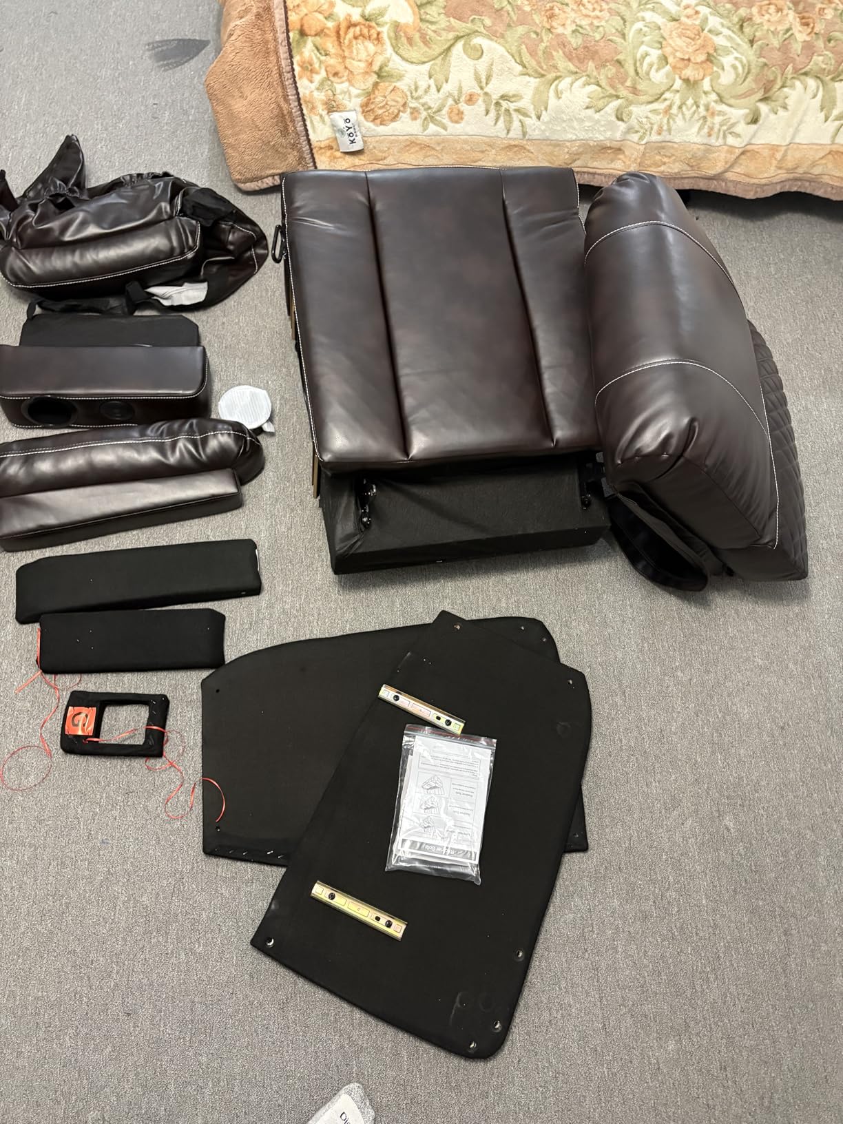 Loveseat Recliner Sofa, Manual Reclining Loveseat with Removable Armrest, Faux Leather Recliner Loveseat for Adults with 2-Tier Cushions, USB Charging Ports, Cup Holders - Brown customer photo 2