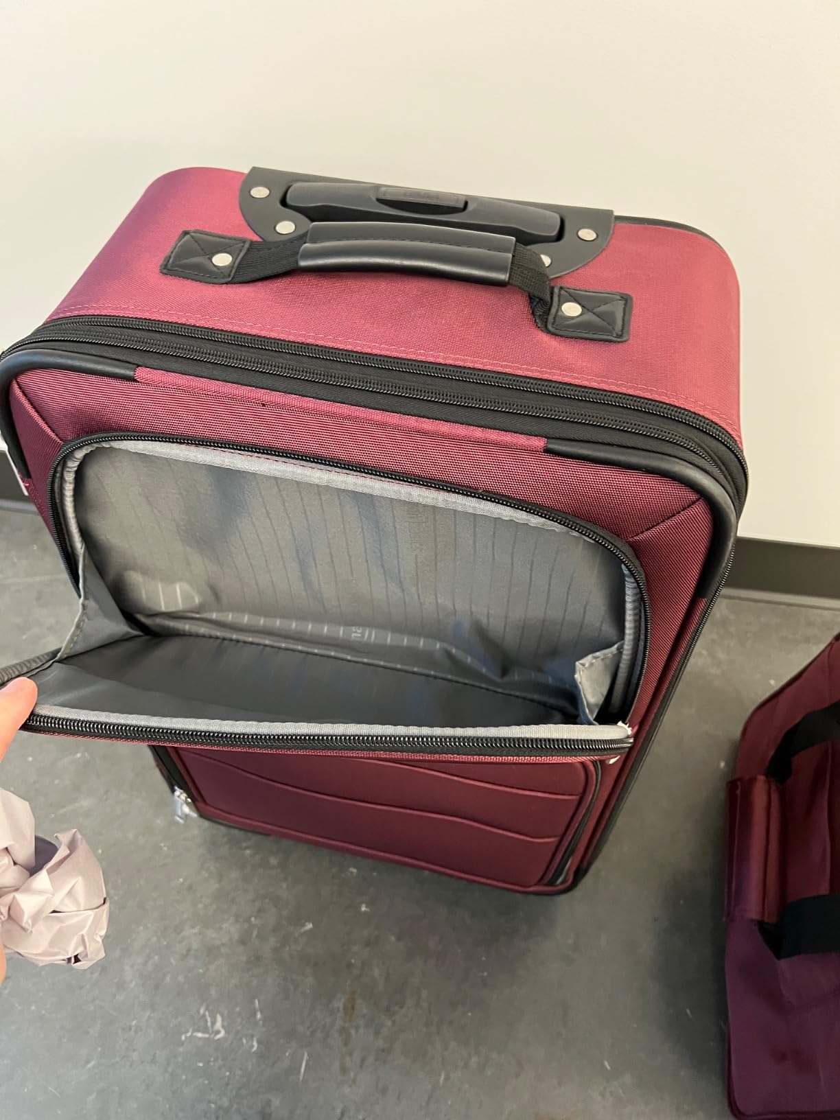 Softside Luggage Set, 23-Inch Expandable Suitcase with Wheels and 15-Inch Tote, Extra Space (+15%), Front Pockets, Telescopic Handle, Navy Blue customer photo 2