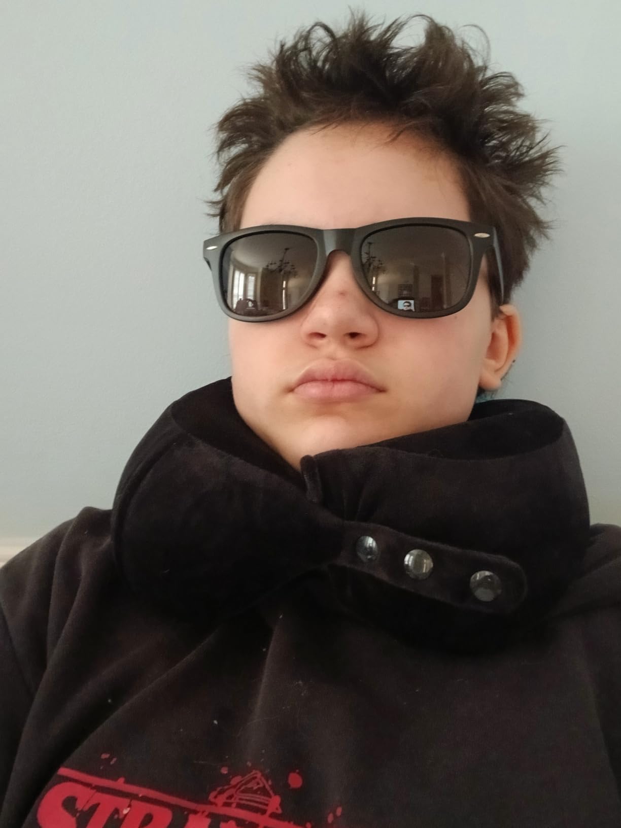 Neck Pillow for Traveling, Travel Pillows for Airplanes,100% Pure Memory Foam Travel Neck Pillow, Adjustable Flight Pillow, Portable Plane Accessories with Eye Mask, Earplugs, Carry Bag customer photo 1