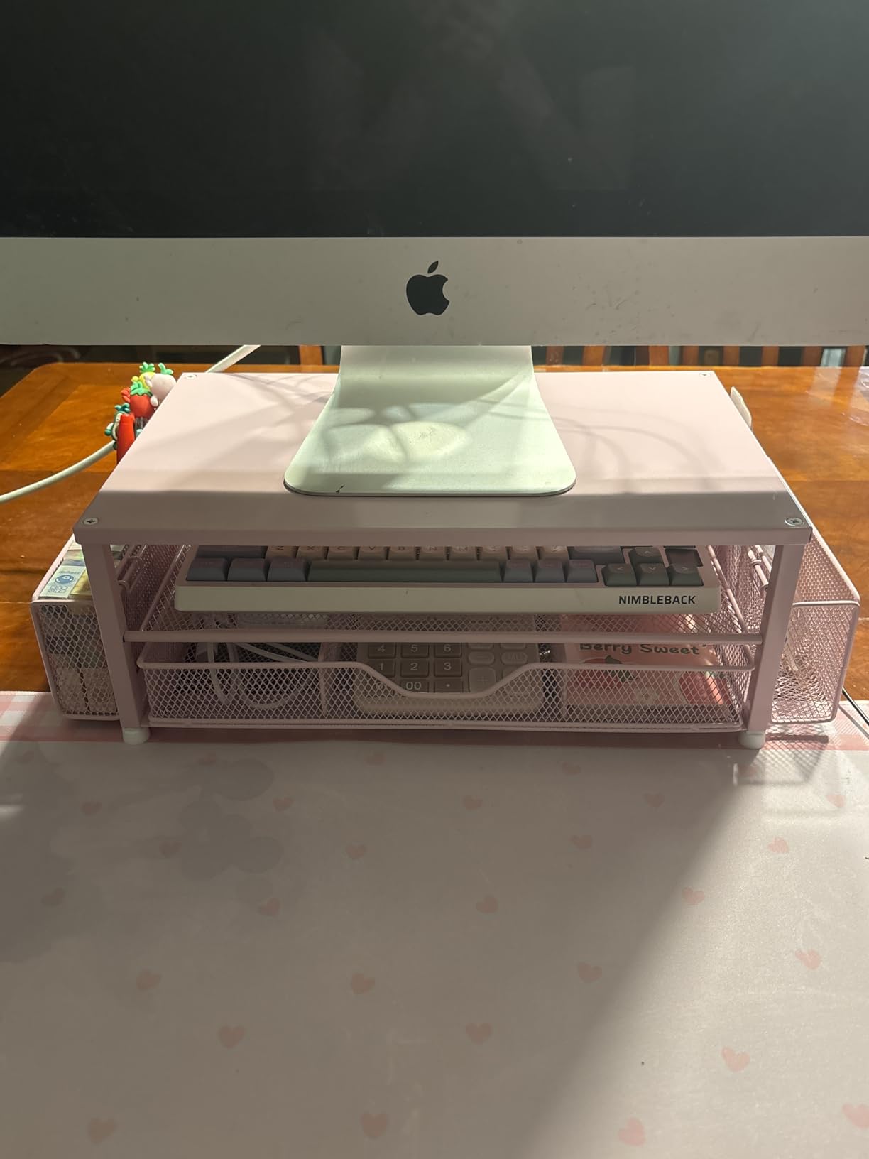 OPNICE Desk Organizer and Accessories, 2-Tier Computer Monitor Stand Riser with Drawer and 2 Pen Holders, Laptop Stand, Office Desk Accessories for Office Supplies customer photo 1