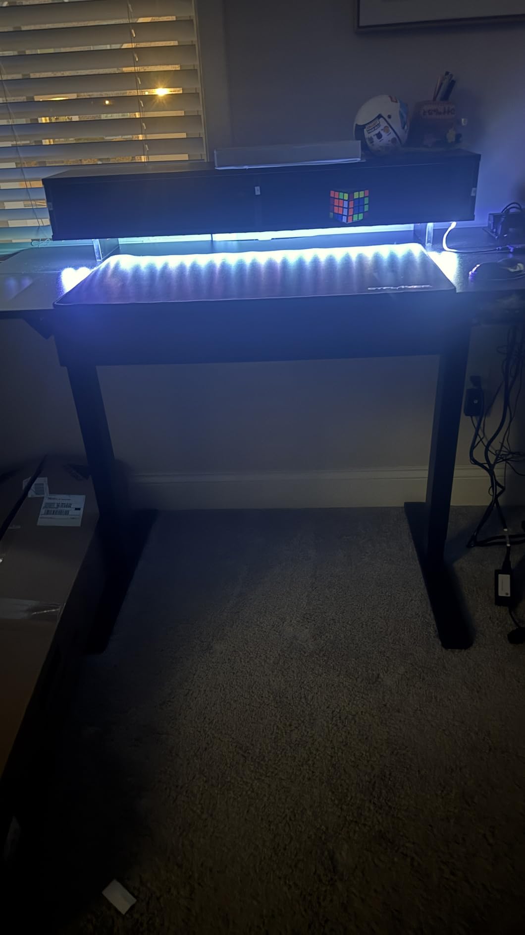 GTPLAYER Electric Standing Desk with Drawers, 48 x 24 Inch Height Adjustable Gaming Desk with Monitor Stand, Power Outlets & LED Lights, Home Office Sit Stand Up Desk with Memory Preset (Black) customer photo 1