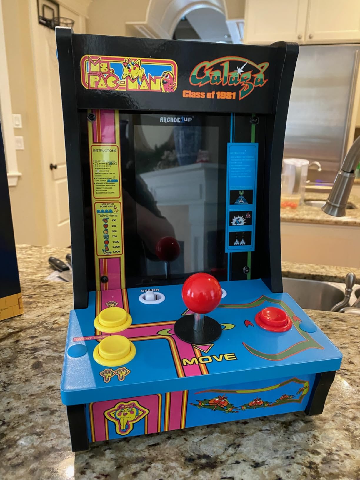 Arcade1Up Class of '81 Ms. PAC-Man/Galaga Countercade - 3 Classic Games, Retro Game Console with 7-inch Screen customer photo 1