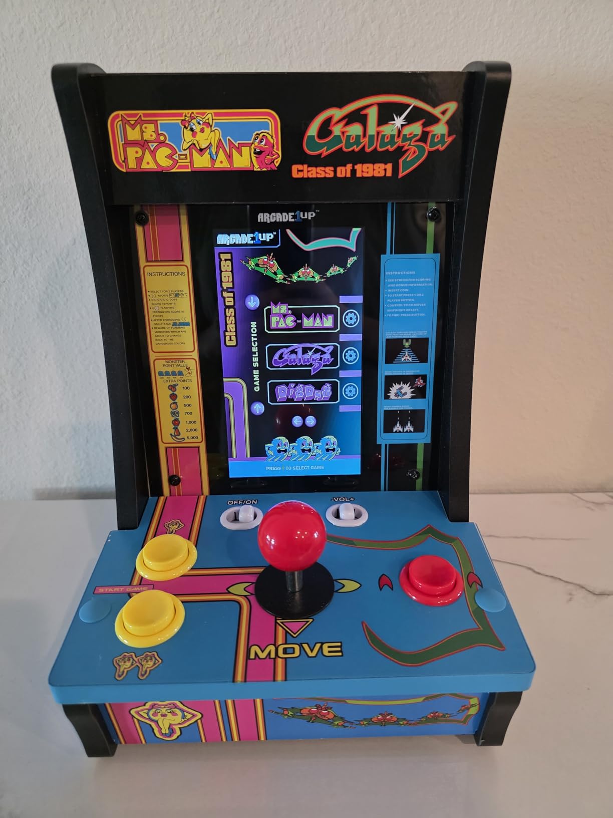 Arcade1Up Class of '81 Ms. PAC-Man/Galaga Countercade - 3 Classic Games, Retro Game Console with 7-inch Screen customer photo 2