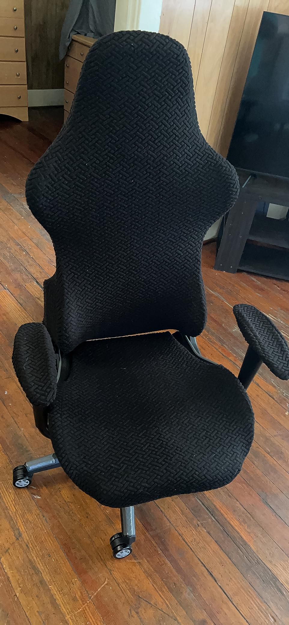 Gaming Chair Covers,Stretchable Computer Chair Cover,Ergonomic Office Chair Cover,for Anti Cat Scratch Protection of Computer Gamer Chair Slipcovers,Racing Chair Covers (Only Covers,Black) customer photo 2