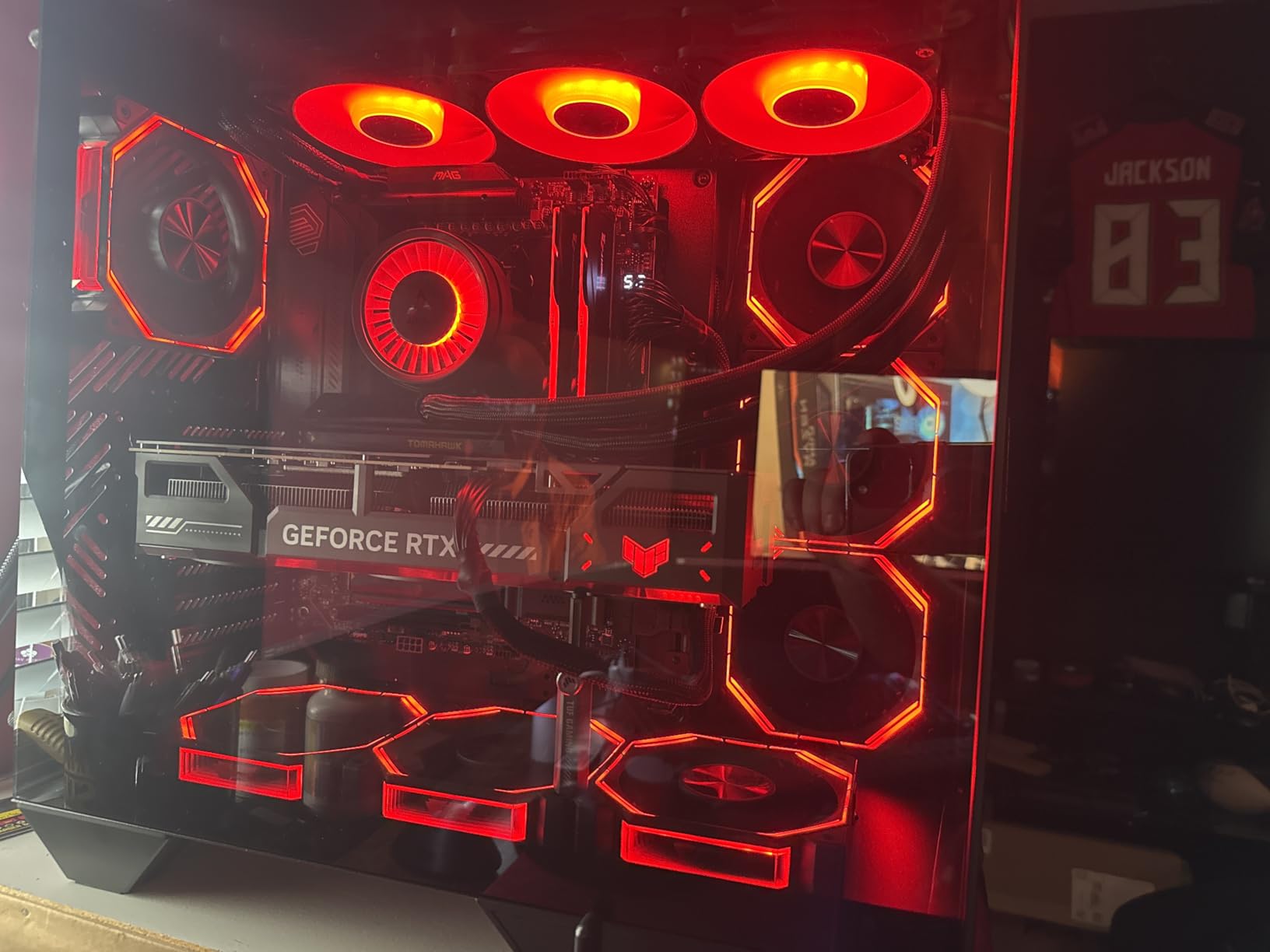 darkFlash Full-Tower ATX Gaming PC Case, Back Plug-in Motherboard, Vertical GPU Mounting, Dual-Chamber, Panoramic Glass, Up to 2 x 360mm Radiators, RTX 40 Compatible(DY470) (1 PWM ARGB Fans, White) customer photo 1