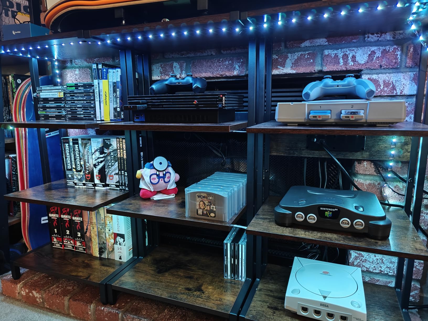 X-cosrack Game Console Shelf, 4-Tier Video Gaming Consoles Stand with Outlet, Narrow Stereo Cabinet AV Media Stand, Corner Audio Rack for PS5, Xbox, Game Console, TV Box, WiFi Router customer photo 2