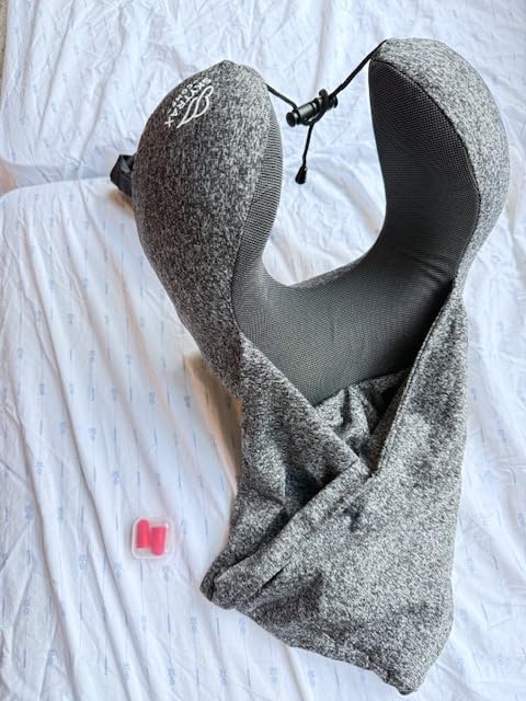 Travel Pillow with Extra Large Hood for Airplane Long Flights Privacy and Comfort Memory Foam with Skin-Friendly Cover for Road Trip Head&Neck Support for Plane Office Cars Sleeping & Rest (Grey) customer photo 1