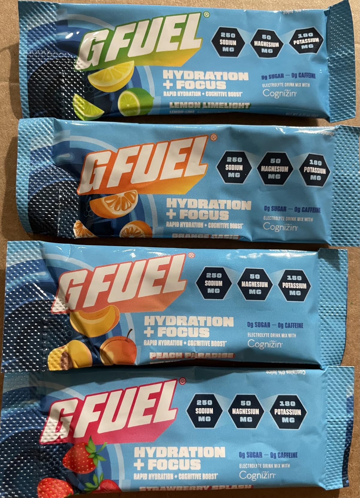 G Fuel Electrolytes Powder for Instant Hydration and Focus | Sugar Free Electrolytes Variety Pack of Lemon, Orange, Peach, Strawberry, Nootropic Drink Mixes to Sharpen Mental Focus, 12 Servings customer photo 3