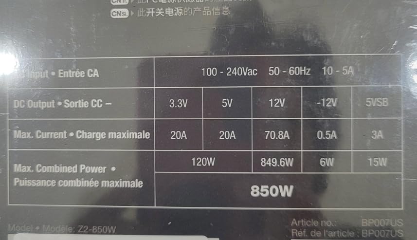 be quiet! Power Zone 2 1000W ATX 3.1 PSU | 80 Plus and Cybenetics Platinum Efficiency | Zero RPM Low-Noise Power Supply | PCIe 5.1 Ready | Black | BP008US customer photo 1