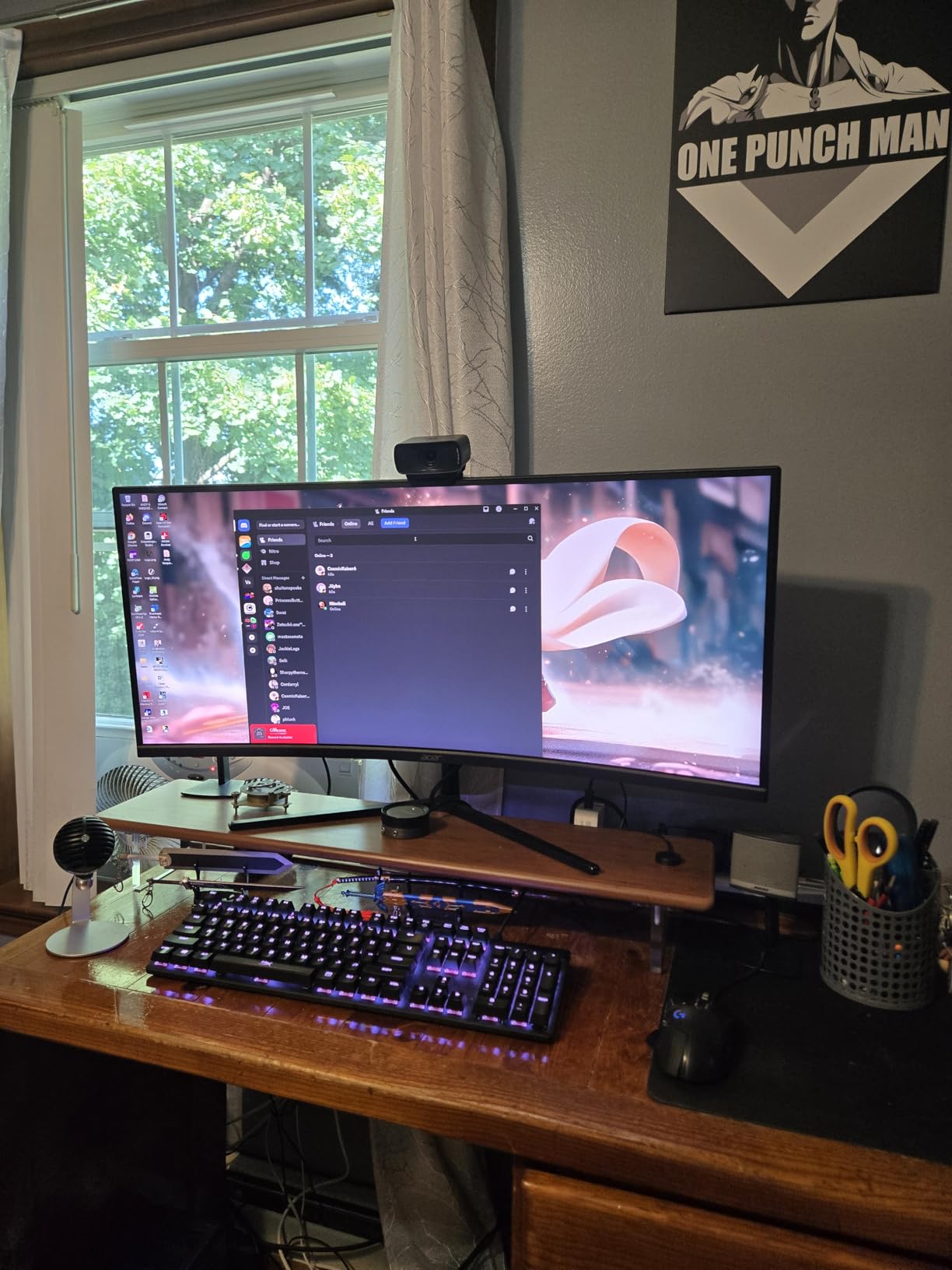 Bamboo Monitor Stand Riser with RGB Lights,31.5 Inches Desktop Shelf with Acrylic Legs Supports for Desk, PC Computer Monitor, Laptops, Printer, Speakers (Natural) customer photo 2