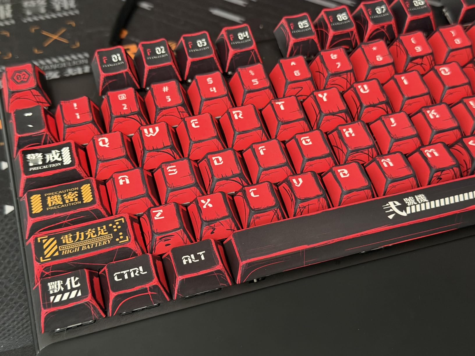Red and Black PBT Keycaps Set 135 Keys Cherry Profile Manga Japanese Style Keycaps Cherry Mx Gaming Keyboard Keycap Set for ANSI Layout Mechanical Keyboard customer photo 2