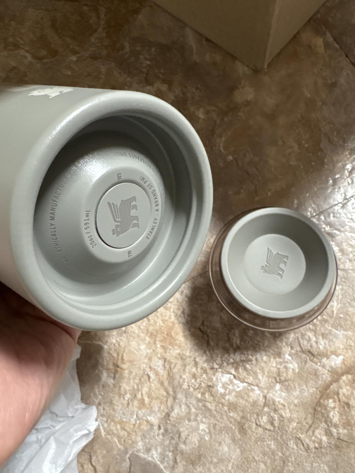 STANLEY Vitalize Shaker Bottle 20 oz | Leakproof Insulated Stainless Steel Shaker Cup | Base Storage and Twist On Fast Flow Lid | Protein Shakes and Pre Workout Powder | BPA-Free | Sage Grey customer photo 2