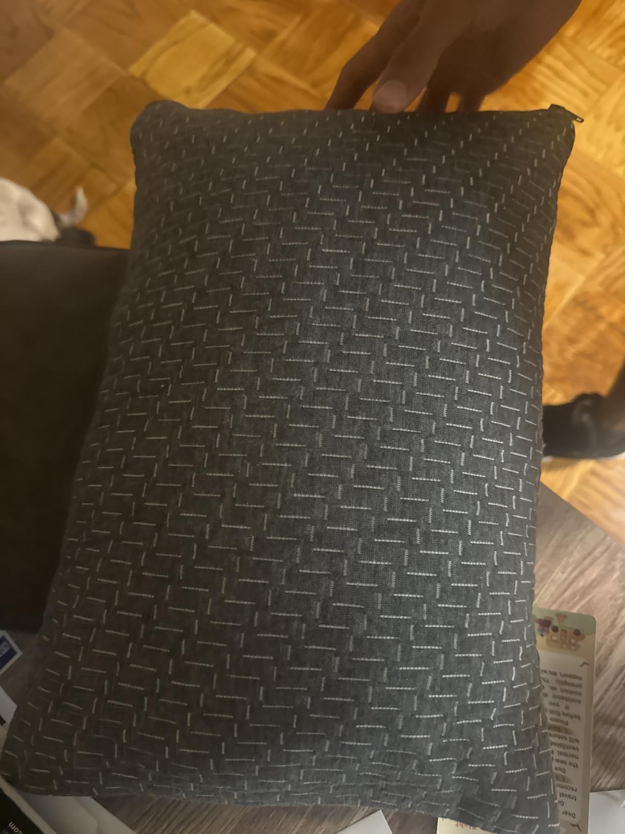 Neck Pillow for Sleeping, Travel Pillow, Camping Pillow, Ergonomic Memory Foam Compressible Medium Firm, Ideal for Home, Bedroom, Office and Camping (Light Grey, S) customer photo 2