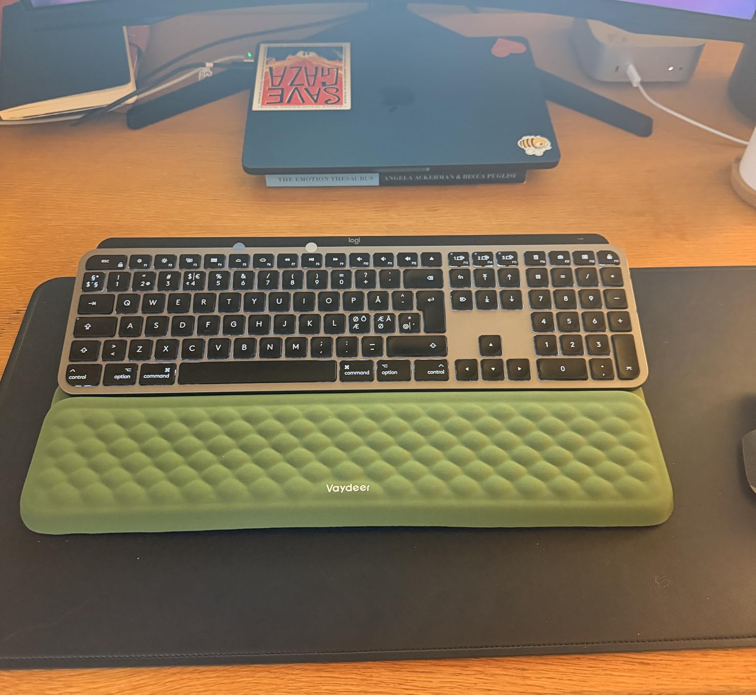 Vaydeer Wrist Rest with Keyboard Stand, Computer Wrist Support Pad, Ergonomic Keyboard Riser Holder Lifter Tray with Wrist Pad, Soft Memory Foam Desk Cushion, Palm Hand Typing for Office Home School customer photo 1