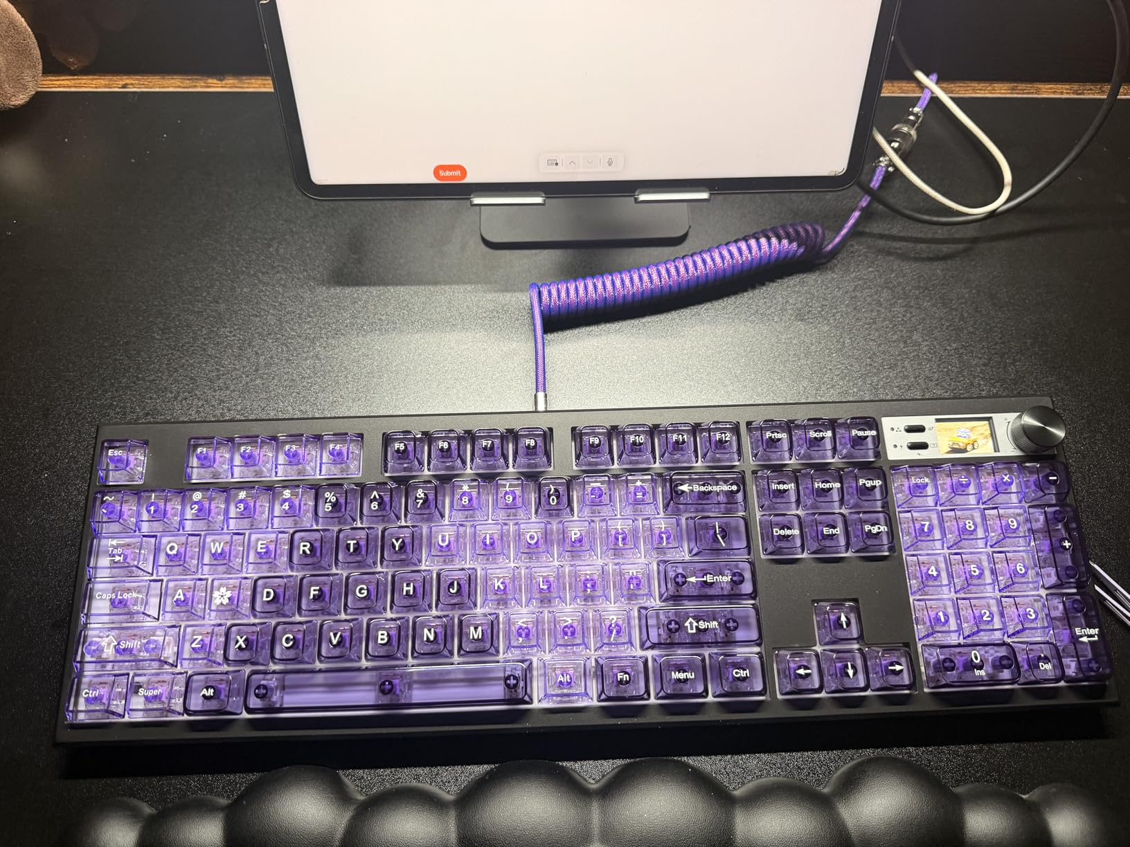 GMK104 Barebones Keyboard Kit with Screen&Knob,QMK/VIA Programmable BT5.0/2.4GHz/Type-C Tri-Mode Gasket Mounted Hot Swap RGB Backlit Full Size Custom PCB Kit DIY Mechanical Keyboard for Win/Mac(Black) customer photo 1