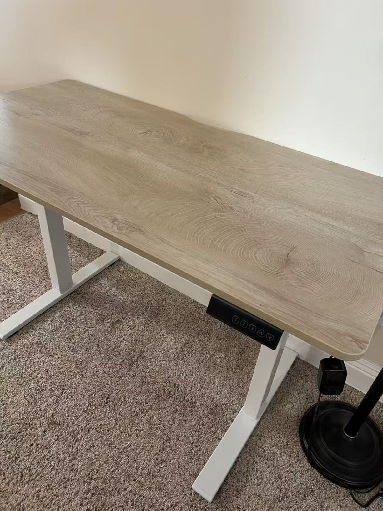 FEZIBO Standing Desk, 48 x 24 Inches Electric Height Adjustable, Sit and Stand Up, Computer Office Desk with Splice Board, White Frame/Maple TOP customer photo 2