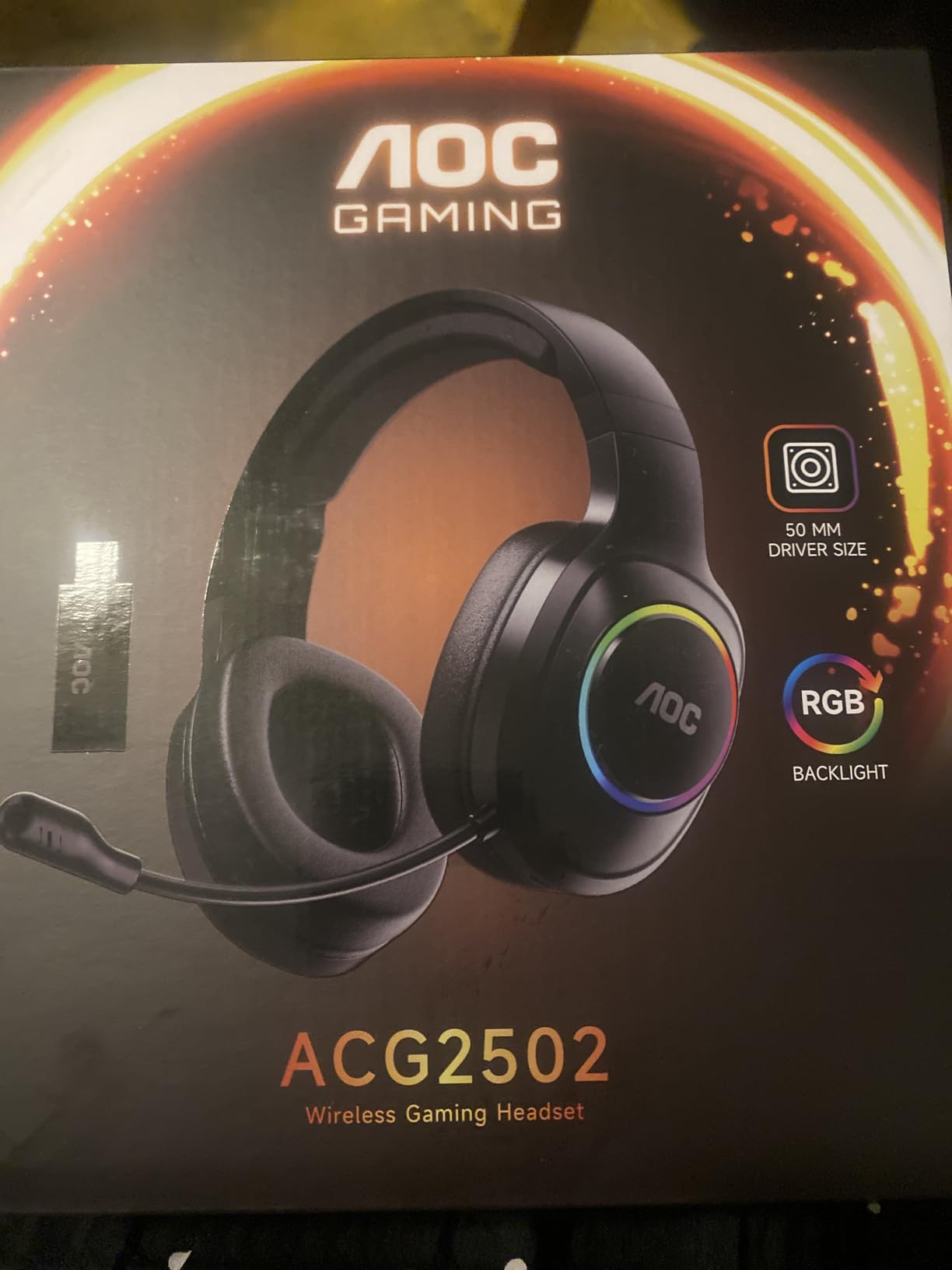 AOC Wireless Gaming Headset Compatible with PS5/4, Nintendo Switch, PC, Bluetooth 5.4 & 2.4GHz Gaming Headphones with Noise Canceling Mic, RGB, Type-C, 20ms Latency, 45H, 7.1 Virtual Surround- Black customer photo 1