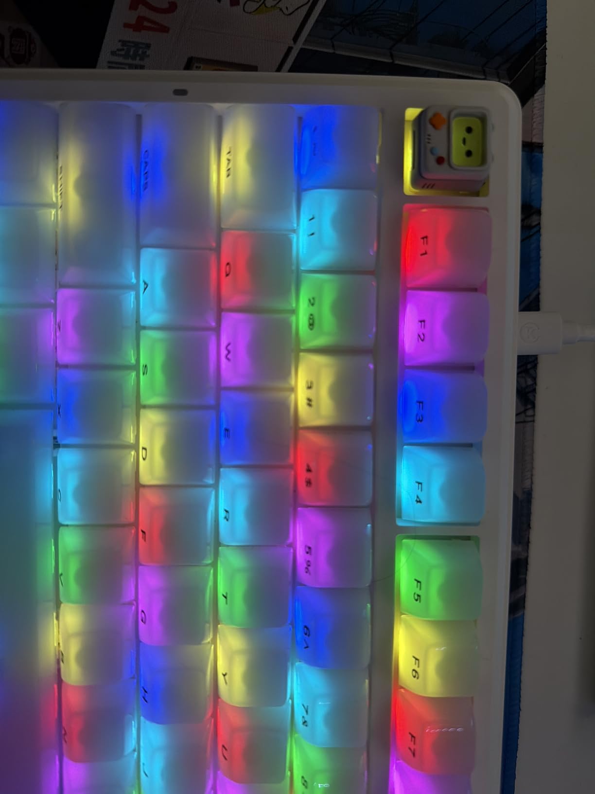 Artisan Keycaps, Cute Retro Game Consoler-Shpaed Keycaps, Shine Through Resin Handmade, Single 1U Replace Key for ESC Key Mechanical Keyboard (Pink) customer photo 1