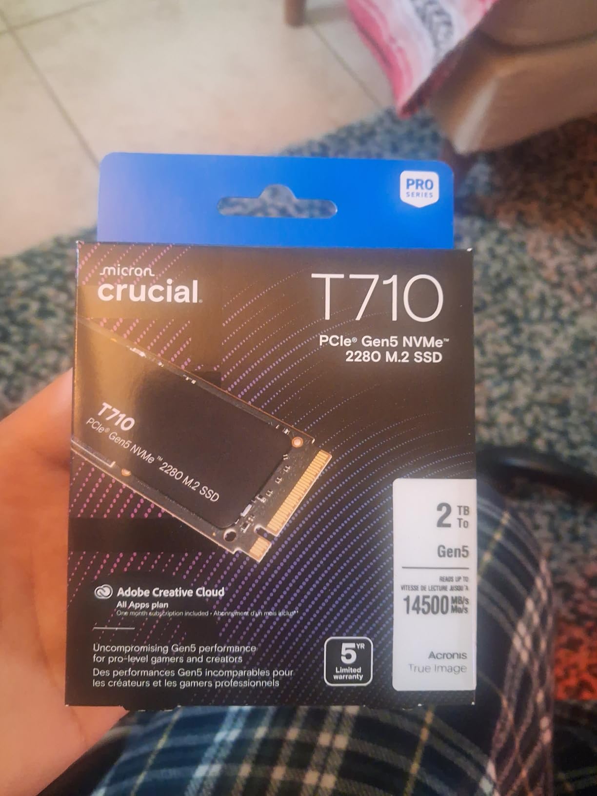Crucial T710 PCIe Gen5 NVMe 1TB SSD, Up to 14,900 MB/s, Laptop & Desktop Compatible (PC), for Creatives and Hardcore Gamers, Solid State Drive, Includes 1Mo Adobe CC - CT1000T710SSD8-01 customer photo 1