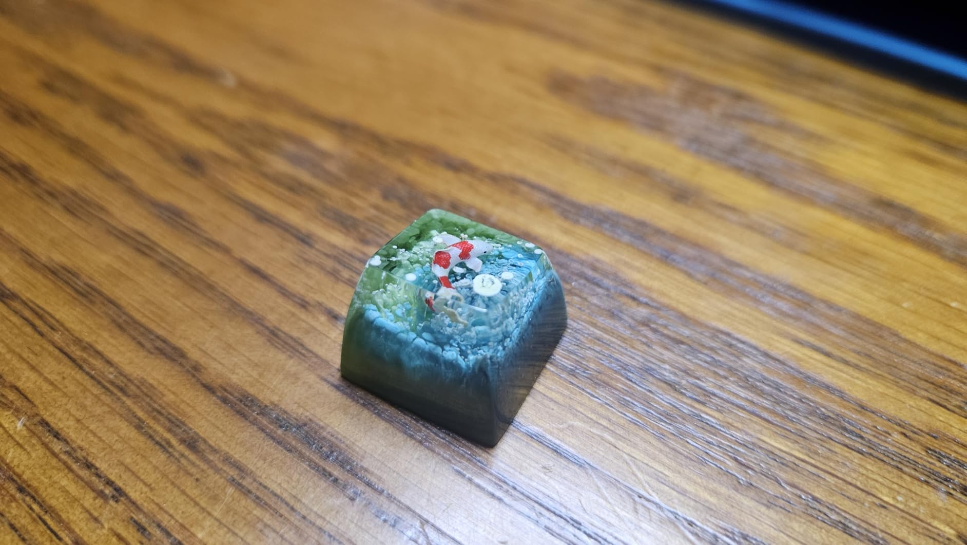 Kohaku Koi Artisan Keycap Deep Blue Ocean R1 SA Profile Custom Keycaps 1U ESC Handmade Gaming Resin Key Cap Cherry MX Switch Compatible Mechanical Keyboard Koi Lover Gift customer photo 1