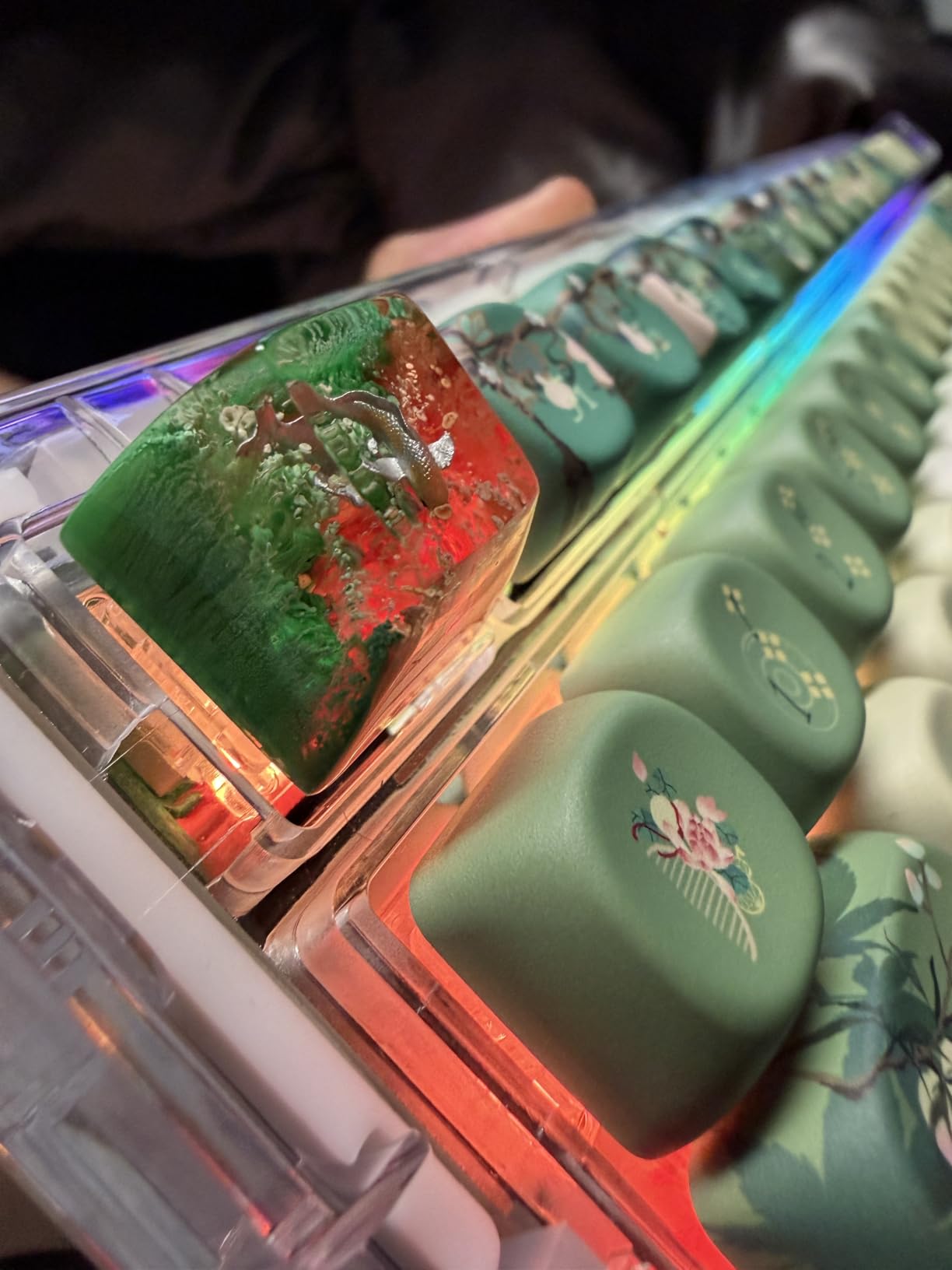 Jellyfish Artisan Keycap Rainbow Coral Ocean R1 SA Profile Custom Sea Creature Keycaps 1U ESC Handmade Gaming Sea Resin Key Cap Cherry MX Switch Compatible Mechanical Keyboard Jellyfish Lover Gift customer photo 2