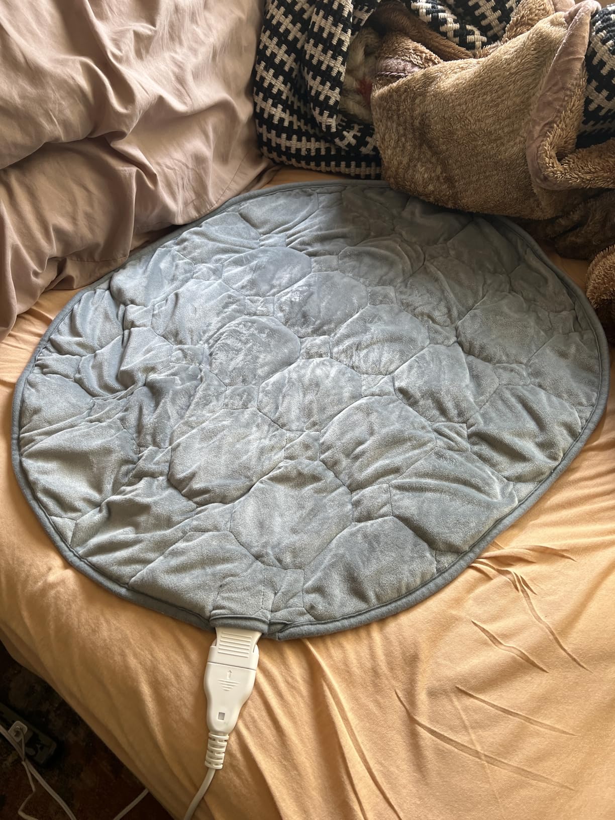 Drewin Weighted Heating Pad for Relax and Calm, Velvet-Soft 7 lbs Electric Lap Blanket for Neck Shoulders Back, Washable Warm Weighted Lap Blanket with 4 Heating Levels, 24