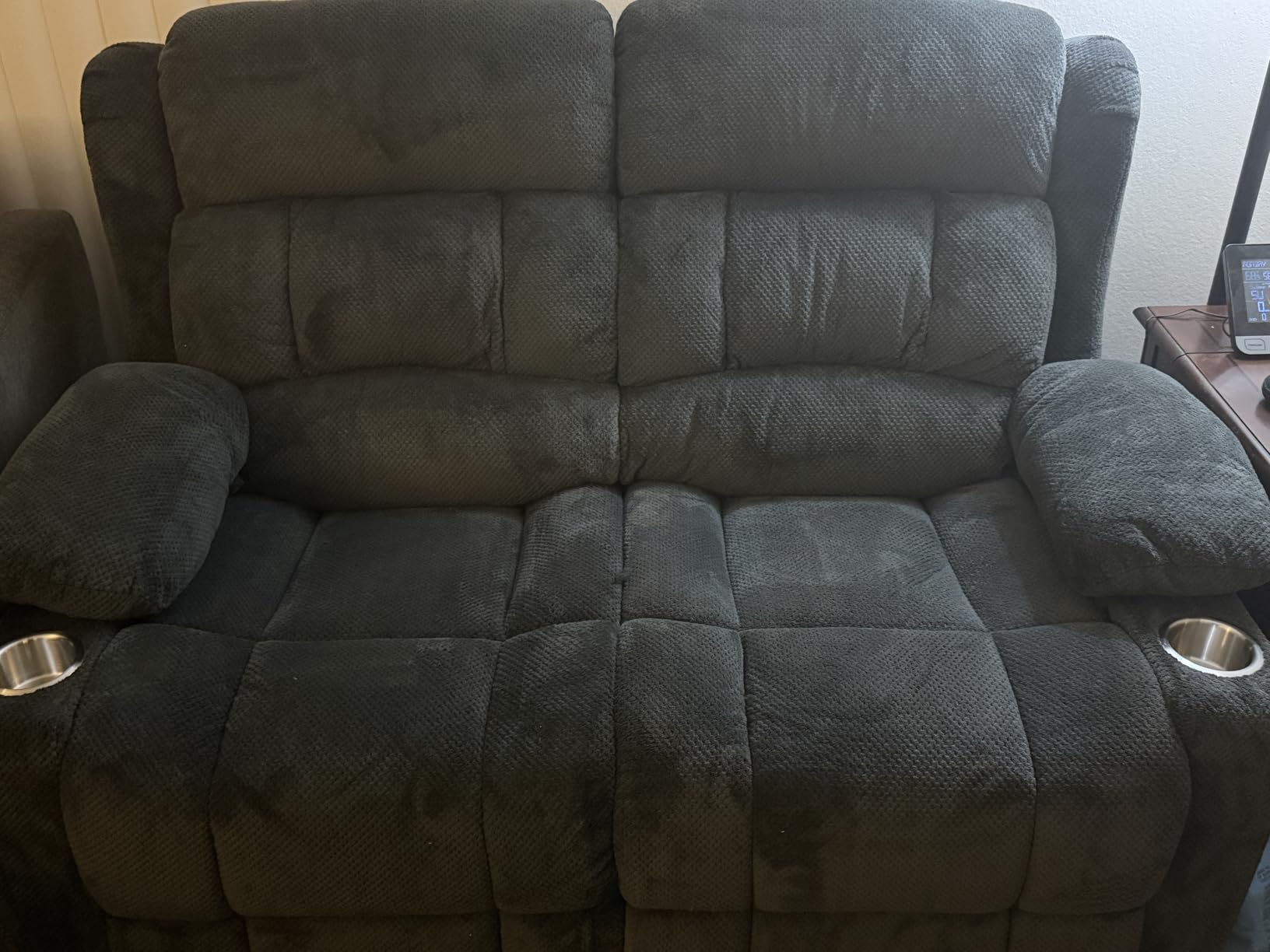 RV Loveseat Recliner Sofa, Wall Hugger Reclining Loveseat RV Couch with USB Ports, Large Pockets, Cup Holders, 150° Adjustable RV Recliners Furniture for Travel Trailers & Home Theater Seating customer photo 2