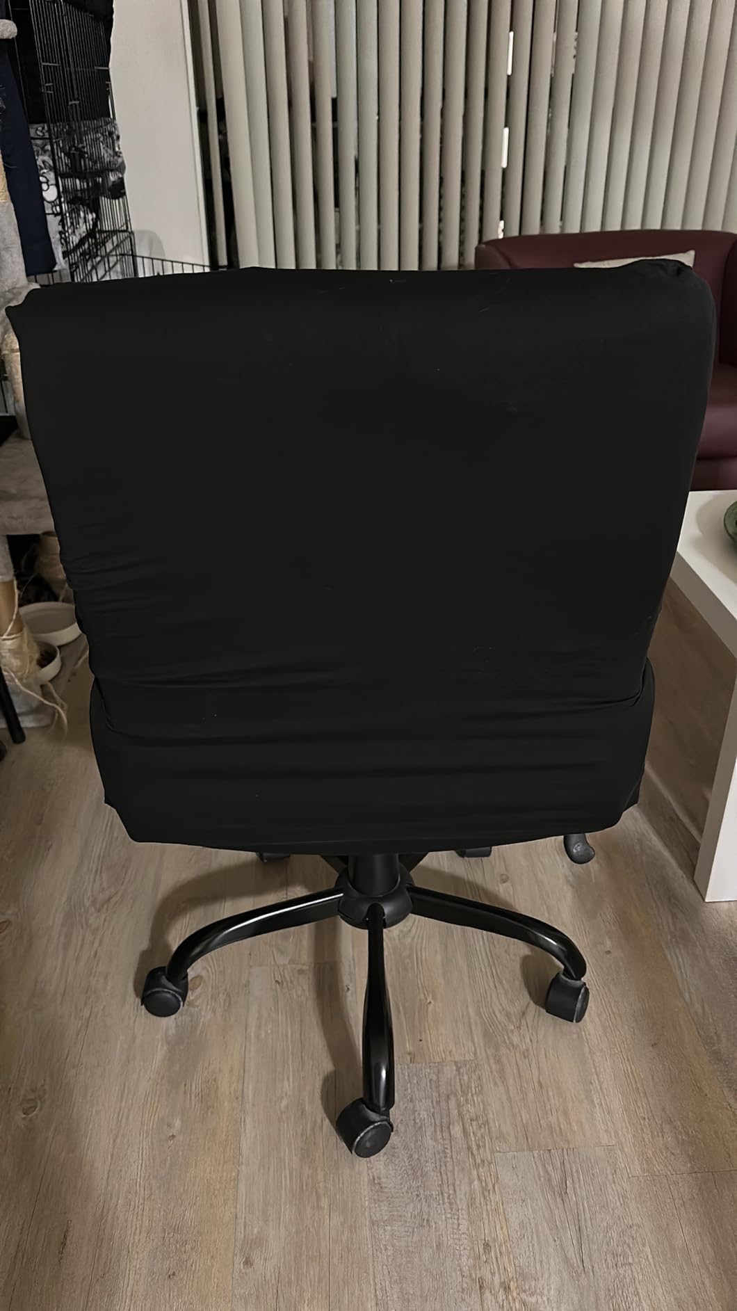 Office Chair Cover,Removable Desk Chair Cover with Zipper,Stretch Anti-dust Universal Rotating Office Seat Slipcover,Washable High Back Computer Seat Protector for Pets (Blue, Large) customer photo 1