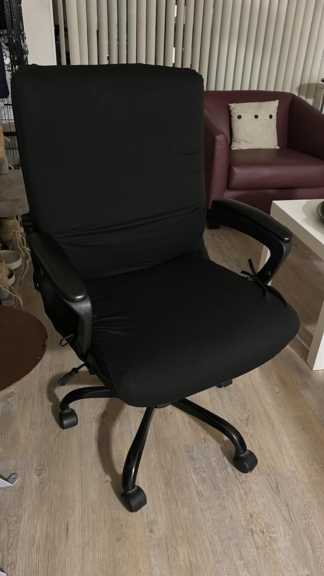 Office Chair Cover,Removable Desk Chair Cover with Zipper,Stretch Anti-dust Universal Rotating Office Seat Slipcover,Washable High Back Computer Seat Protector for Pets (Blue, Large) customer photo 2