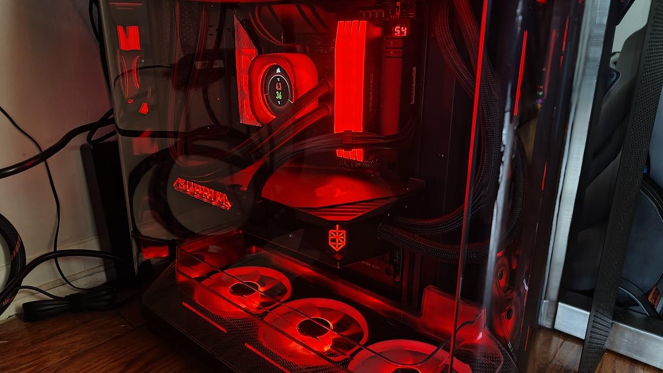 Corsair AIR 5400 RS-R ARGB Triple-Chamber Mid-Tower Panoramic PC Case - 3X Pre-Installed Reverse-Rotor RS120-R ARGB Fans, Low-Noise, High Airflow Ducts, Reverse Motherboard Support - Black customer photo 1