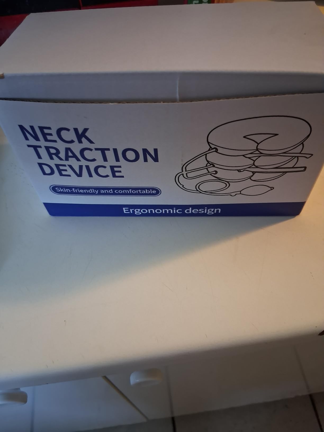 Cervical Neck Traction Device for Home Use Pain Relief,Neck Stretcher,Inflatable Support Neck Brace Adjustable,Neck Stress Relief&Relaxation Metal Valve TPU Liner with Air-Tightness(Blue) customer photo 1