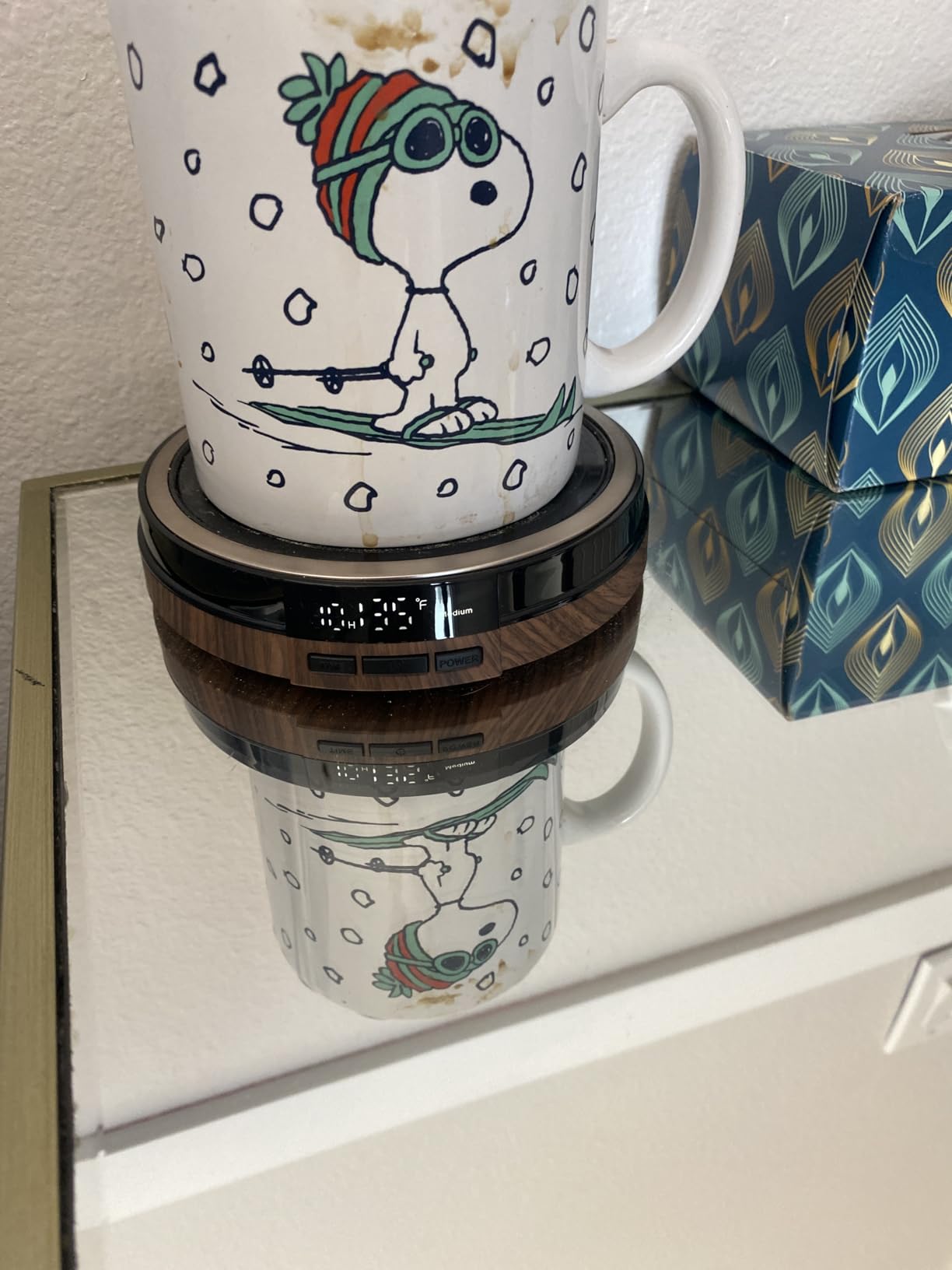 Coffee Mug Warmer for Desk, 50W Fast Heating Cup Warmer with Smart Display, 4 Temps & 12H Timer, Auto Shut Off for Tea, Milk, Hot Drinks - Wood Effect customer photo 2