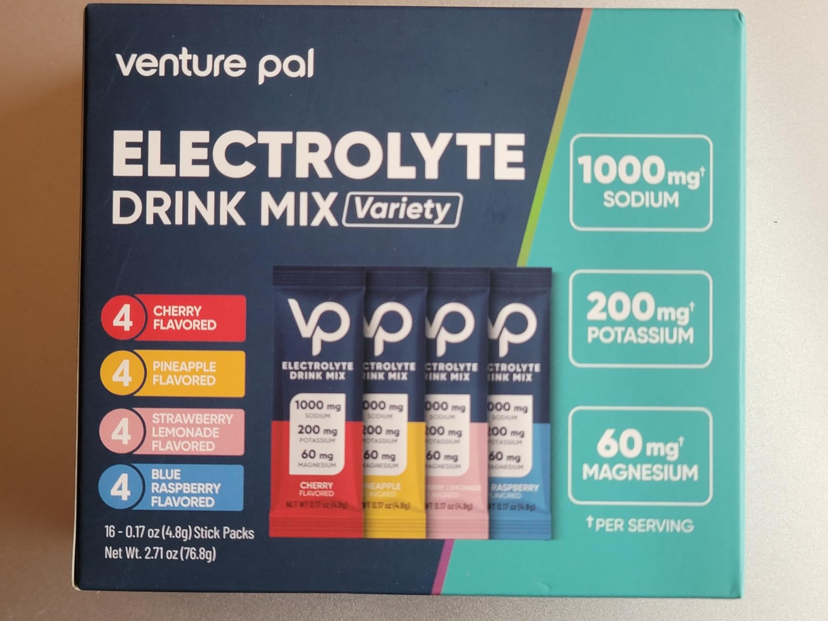 Venture Pal High Sodium Sugar Free Electrolytes Powder Packet, Zero Calories Hydration Packets with Vitamin, Sodium, Potassium & Magnesium, Electrolyte Drink Mix, Vegan, Keto Friendly, 16 Count customer photo 1
