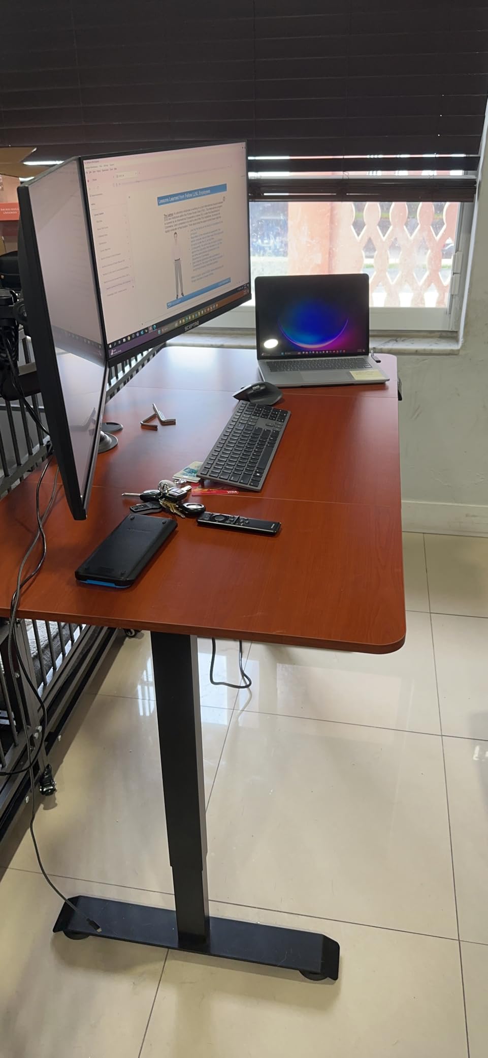 Monomi Electric Standing Desk, 55'' Height Adjustable Ergonomic Home Office Sit Stand Up Desk with Wheels, 3 Memory Preset Computer Table, Natural customer photo 1