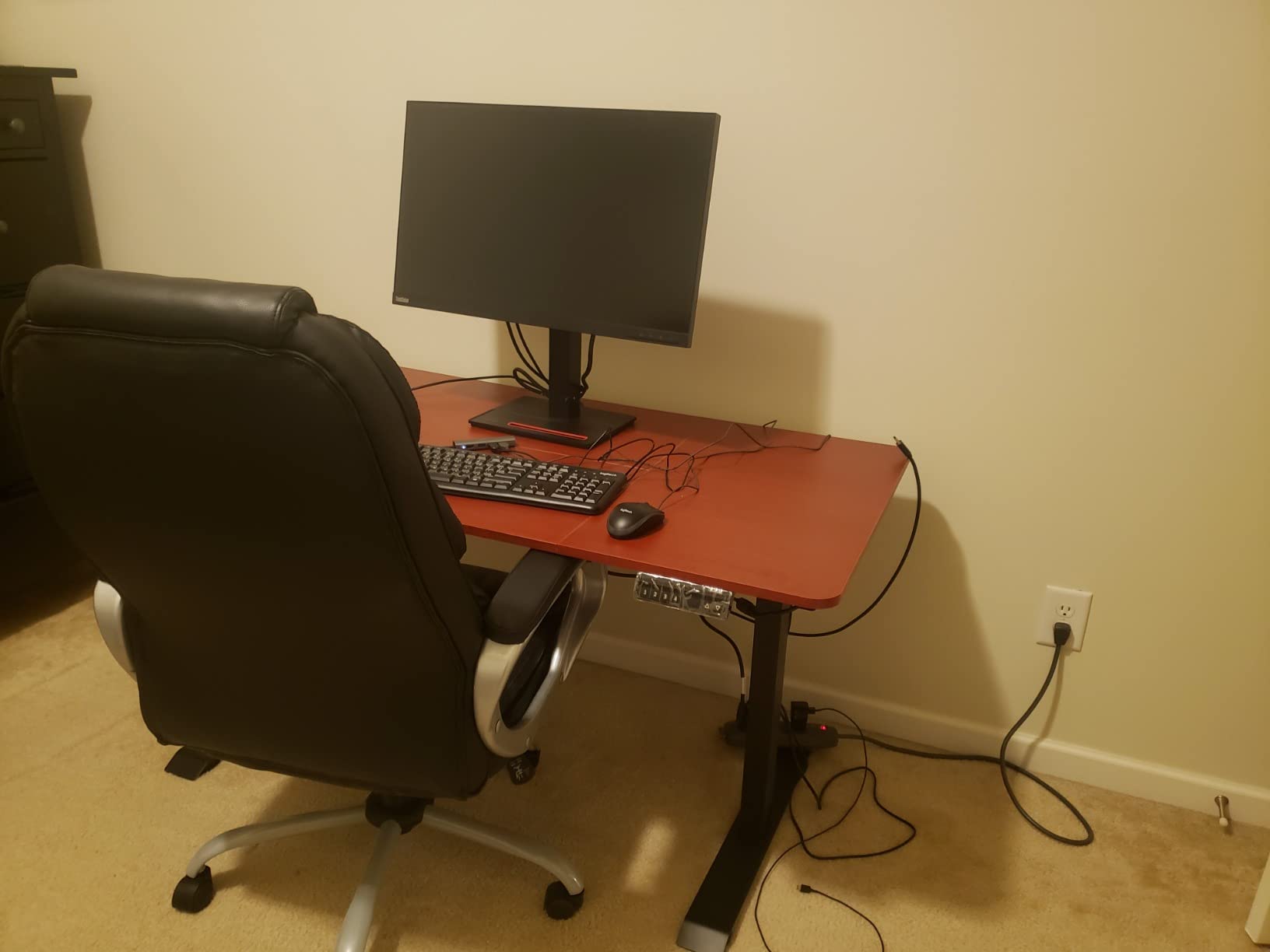 Monomi Electric Standing Desk, 55'' Height Adjustable Ergonomic Home Office Sit Stand Up Desk with Wheels, 3 Memory Preset Computer Table, Natural customer photo 2