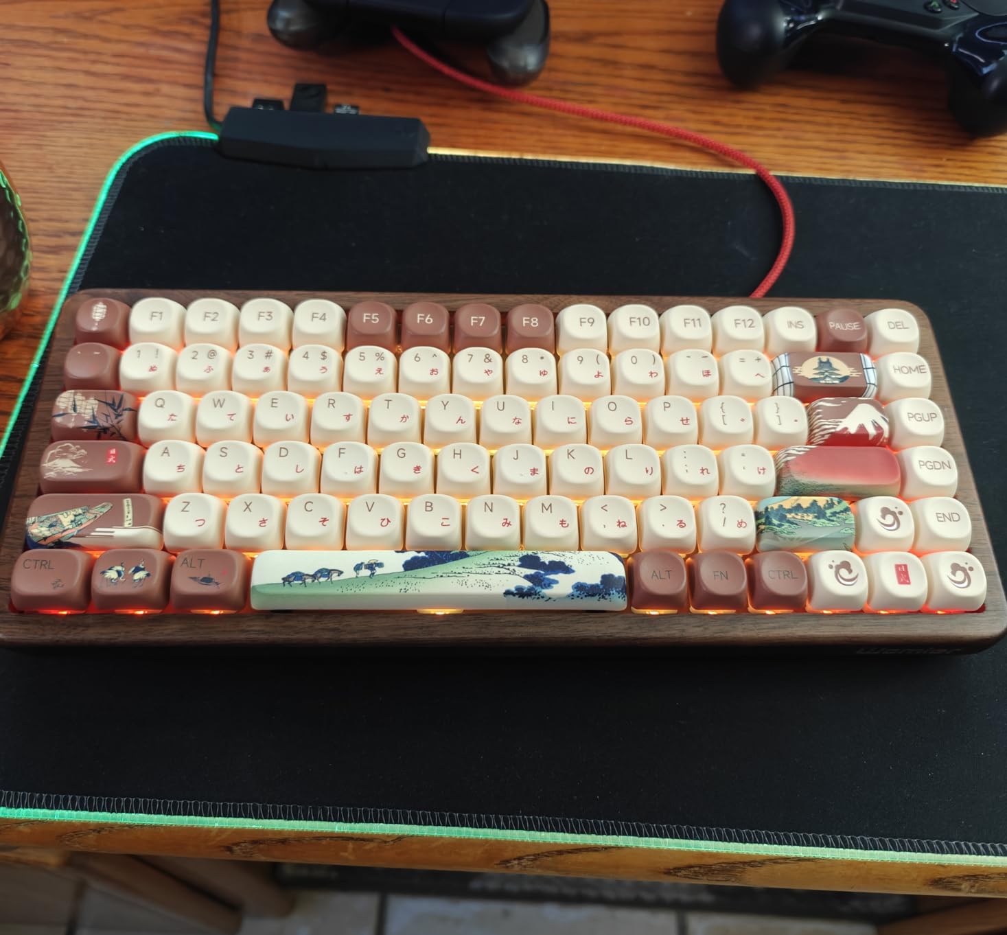 Womier 75% Wireless Creamy Keyboard with Wood Shell, QMK/VIA WD75 V2 Retro Mechanical Gaming Keyboard 8000mAh Battery, Tri-Mode Custom Key Board RGB Hot Swappable, MOA Japanese Keycap-Linear Switch customer photo 1