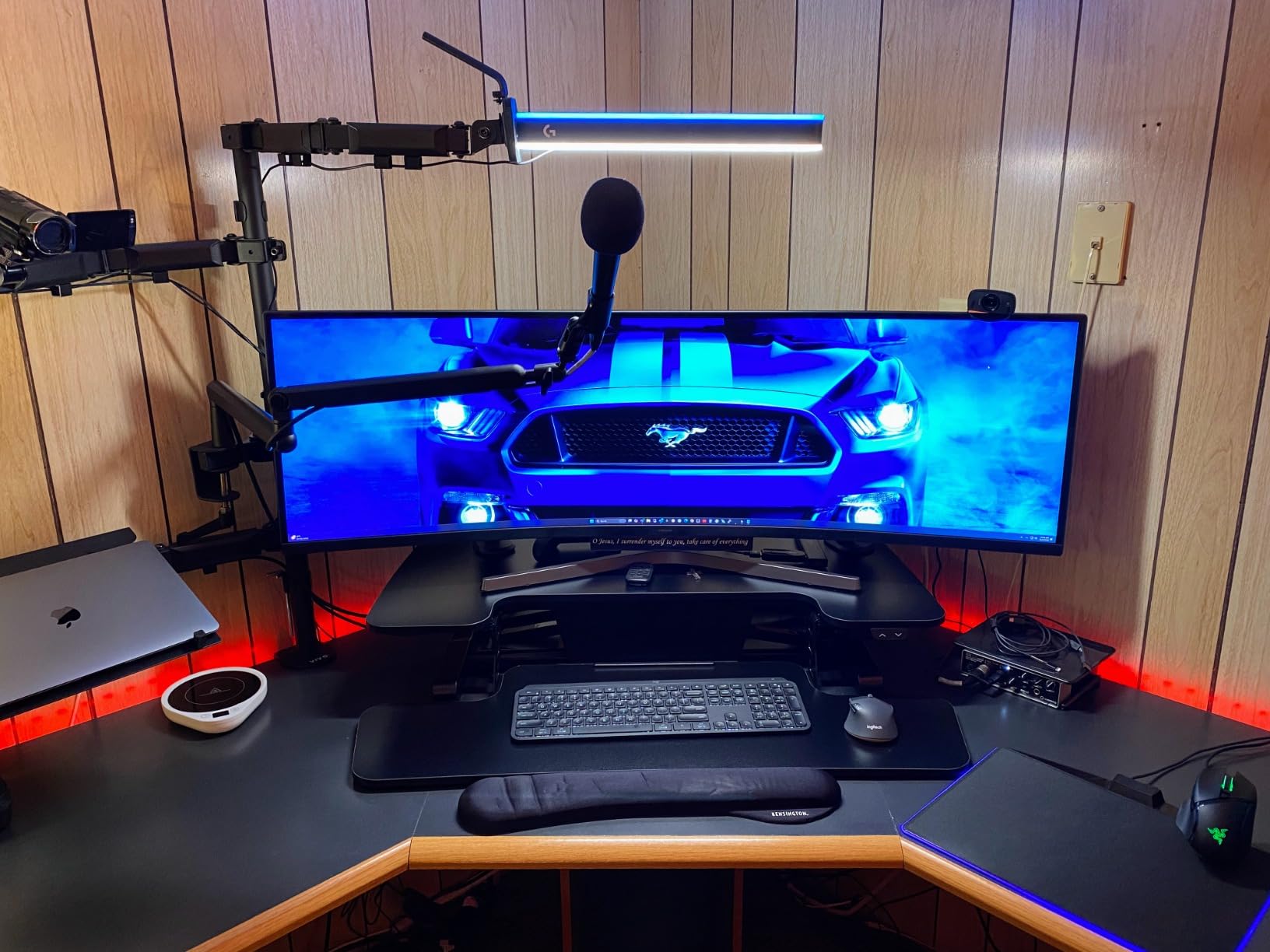 FLEXISPOT H7 Plus Gas Spring Adjustable Standing Desk, Mobile Rolling Sit-Stand Table with Wheels, Cordless Stand Up Desk for Small Spaces & Home Office, 32