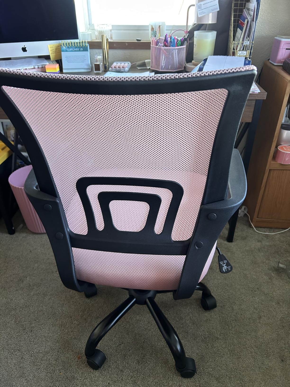 DUMOS Office Desk Chair - Ergonomic Mid Back with Lumbar Support & Rocking Mode, Height Adjustable with Fixed Armrest, for Home, Computer, Gaming, Conference, Meeting, 360 degree Swivel, Black, 2 Pack customer photo 2