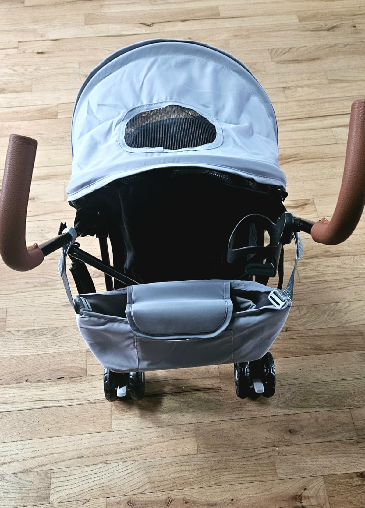 Lightweight 10 lbs Foldable Pet Stroller for Small Dogs & Cats, Easy-Fold Compact, with Adjustable Sun Canopy, Cup Holder, Breathable Mesh, Pad & Storage Bag, Holds 33 lbs, Black customer photo 1