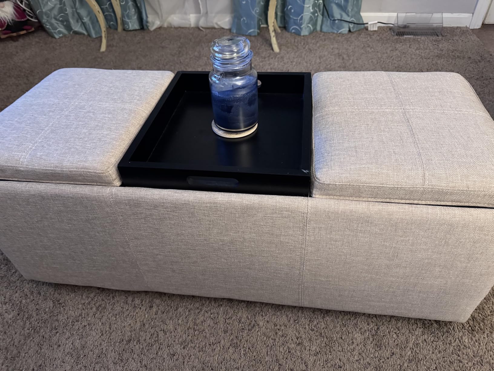 SIMPLIHOME Avalon Storage Ottoman - 42 inch Wide Upholstered Vegan Leather Rectangular Flip-Top Ottoman in Tanners Brown, Contemporary Coffee Table Ottoman for Living Room with Hidden Storage customer photo 2