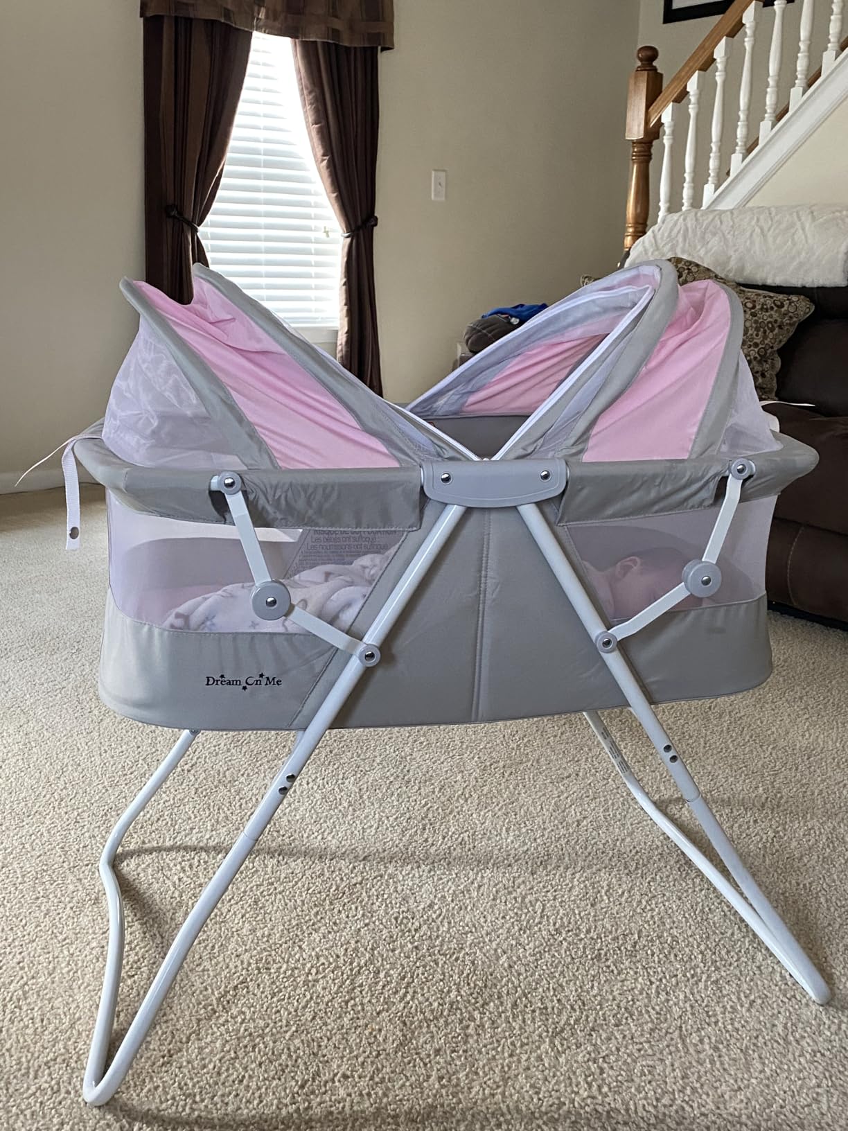 Dream On Me Karley Bassinet, Award Winner Lightweight Travel Baby Bassinet, Foldable Bedside Sleeper, Adjustable Double Canopy, Spacious Design, Soft Fabric, Storage Basket customer photo 1